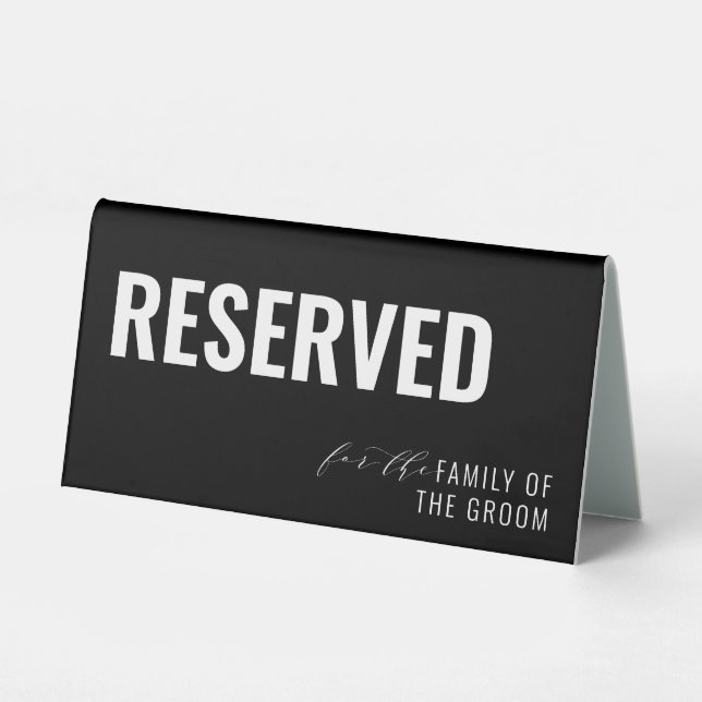 Bold Black Wedding Reception Reserved (Front)