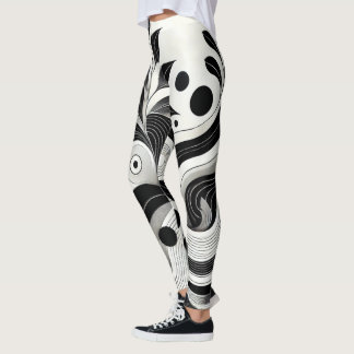 Bold Black & White Abstract Women's Gym Leggings