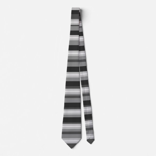 bold black  white and grey stripes tie (Front)