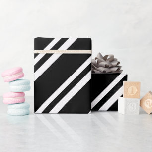 Bold Black & White Diagonal Stripes Modern   Wrapping Paper