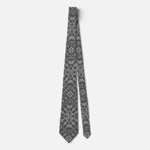 Bold Black White Geometric Art Pattern Tie