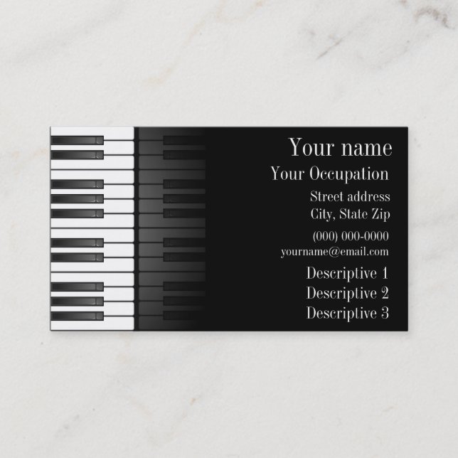 Bold Black White Keyboard Design Business Card (Front)