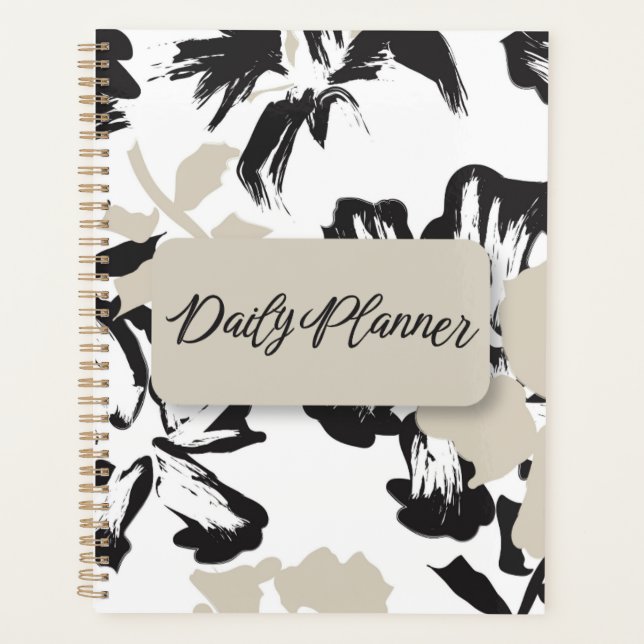 Bold Black & White Modern Abstract Aesthetic Planner (Front)