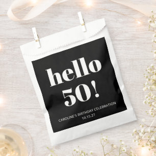 Bold Black White Modern Chic 50th Birthday Party Favour Bags