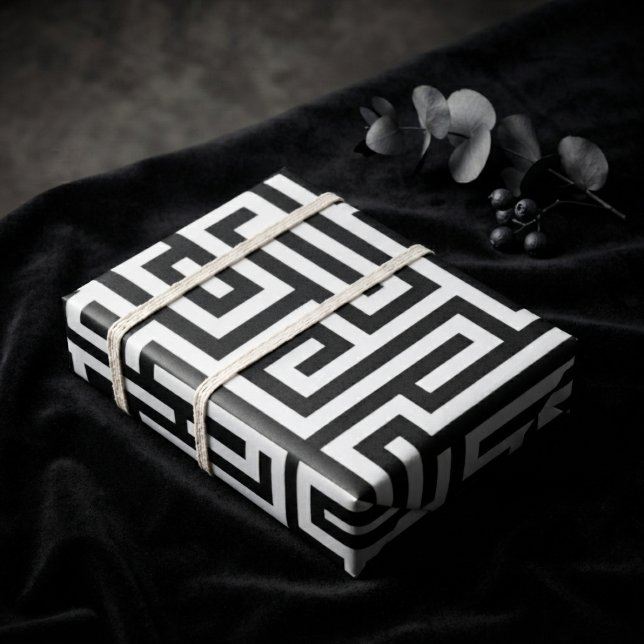 Bold Black & White Modern Geometric Luxury  Wrapping Paper (Creator Uploaded)