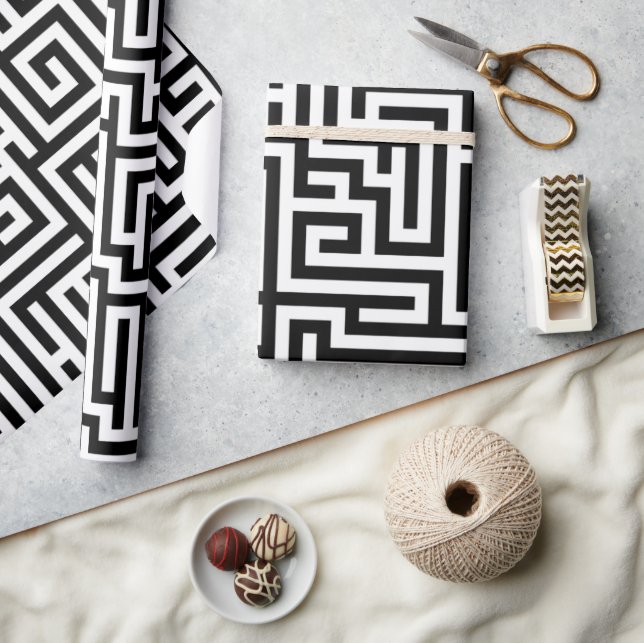 Bold Black & White Modern Geometric Luxury  Wrapping Paper (Crafts)