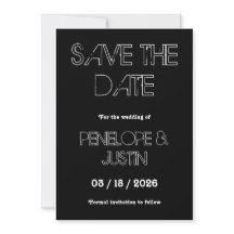 Bold Black & White Modern Minimalist Save The Date