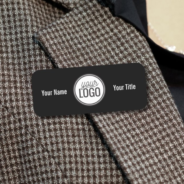 Bold Black & White Name & Logo Professional Name Tag (Creator Uploaded)