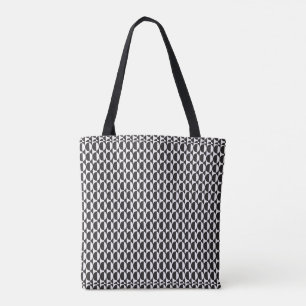 Bold Black & White Oval Illusion Pattern Tote Bag