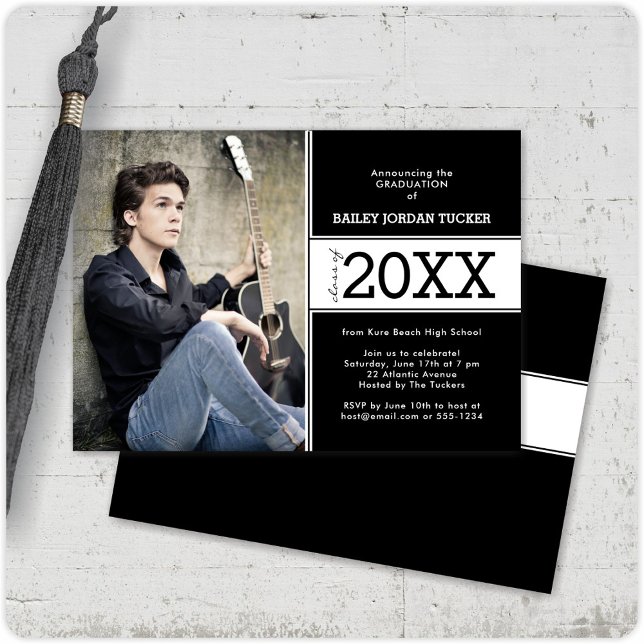 Bold Black & White Photo Graduation Announcement (Creator Uploaded)