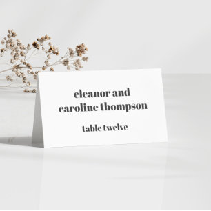 Bold Black White Retro Custom Wedding Place Card