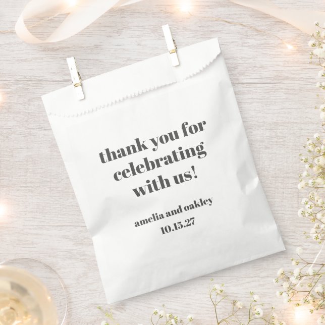 Bold Black White Retro Custom Wedding Thank You  Favour Bags (Clipped)