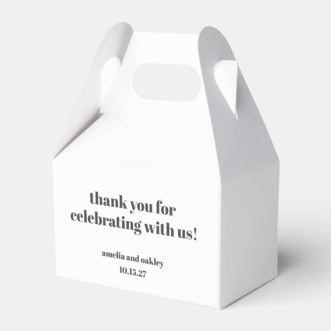 Bold Black White Retro Custom Wedding Thank You  Favour Box (Front Side)