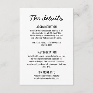 Bold Black & White Retro  Modern Wedding Details Enclosure Card