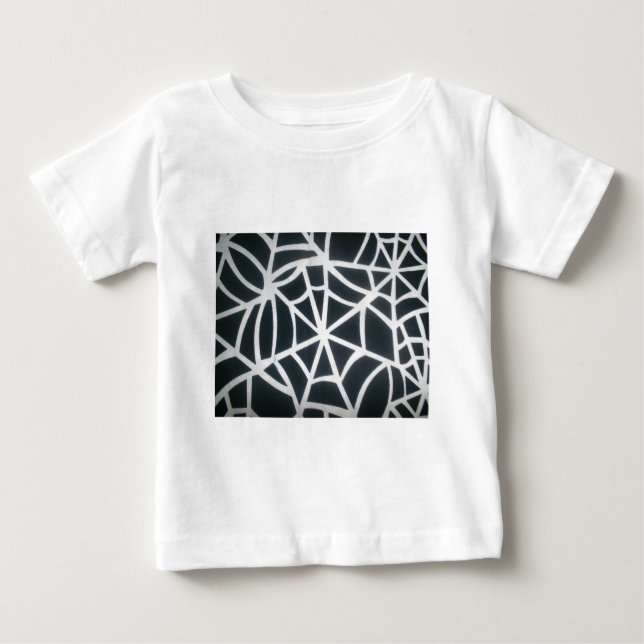 Bold Black & White Spider Web Geometric Pattern Baby T-Shirt (Front)