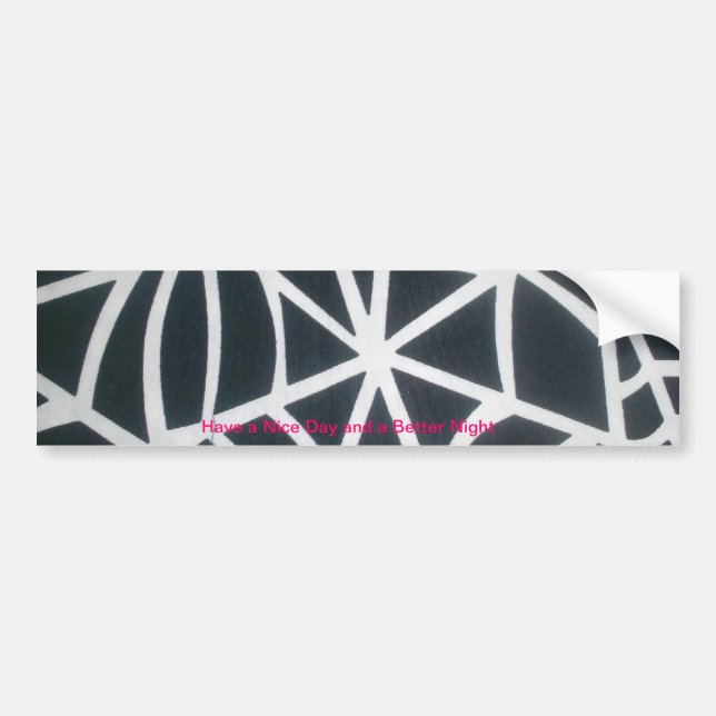 Bold Black & White Spider Web Geometric Pattern Bumper Sticker (Front)