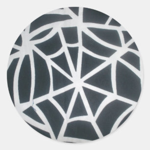 Bold Black & White Spider Web Geometric Pattern Classic Round Sticker