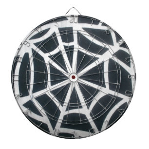 Bold Black & White Spider Web Geometric Pattern Dartboard