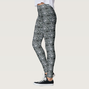 Bold Black & White Spider Web Geometric Pattern. Leggings