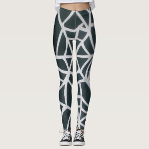 Bold Black & White Spider Web Geometric Pattern. Leggings