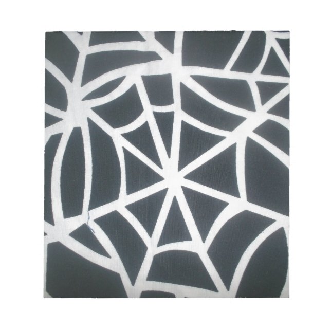 Bold Black & White Spider Web Geometric Pattern Notepad (Front)
