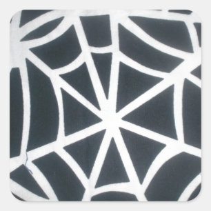 Bold Black & White Spider Web Geometric Pattern Square Sticker