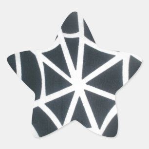 Bold Black & White Spider Web Geometric Pattern Star Sticker