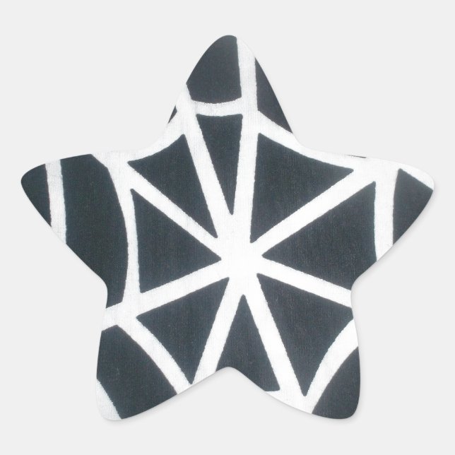 Bold Black & White Spider Web Geometric Pattern Star Sticker (Front)
