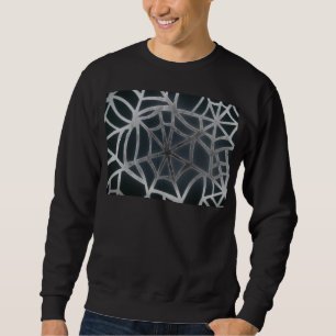 Bold Black & White Spider Web Geometric Pattern Sweatshirt