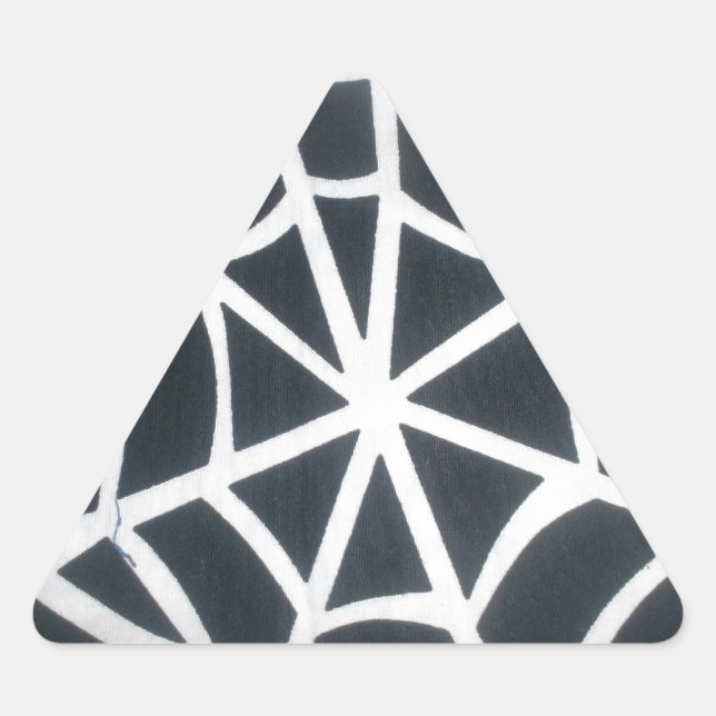 Bold Black & White Spider Web Geometric Pattern Triangle Sticker (Front)