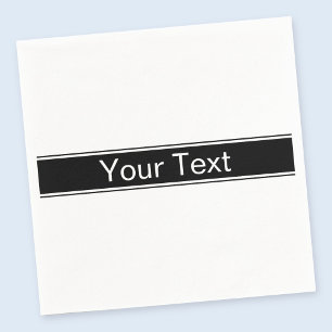 Bold Black & White Stripe Editable Text Napkin