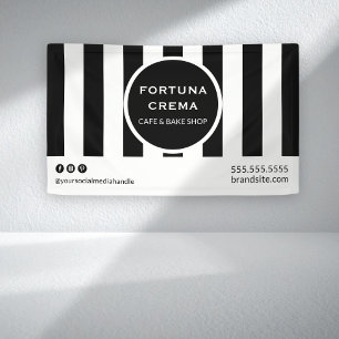Bold Black & White Striped Business Display Event  Banner