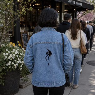 Bold Black White Tribal Dragon Illustration Design Denim Jacket