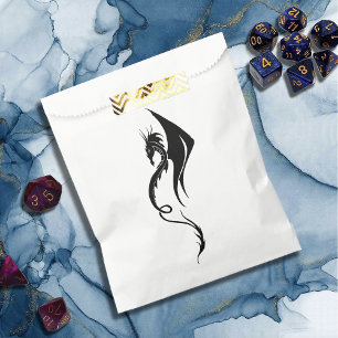 Bold Black White Tribal Dragon Illustration Design Favour Bags