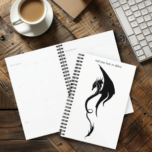 Bold Black White Tribal Dragon Illustration Design Planner