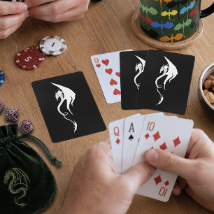 Bold Black White Tribal Dragon Illustration Design Playing Cards