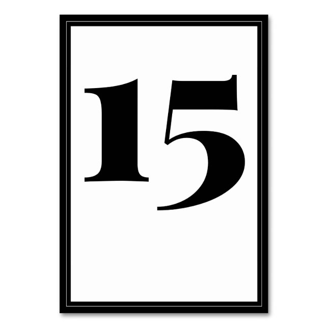 Bold Black White Typography Minimalist  Table Numb Table Number (Front)
