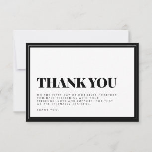 Bold Black White Typography Wedding  Thank You Car Card