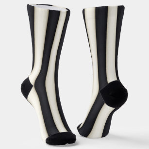 Bold Black & White Vertical Stripes Really Fun Socks