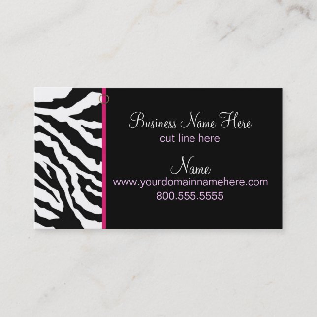 Bold Black & White Zebra Print Business Card (Front)