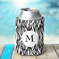 Bold Black White Zebra Print Pattern Cool Monogram