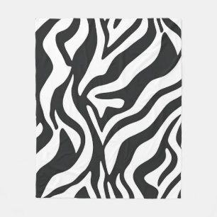 Bold Black White Zebra Stripe Wild Animal Pattern Fleece Blanket