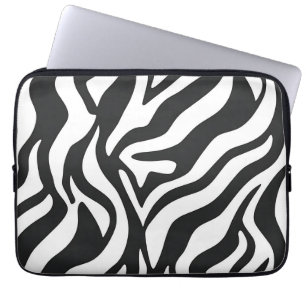Bold Black White Zebra Stripe Wild Animal Pattern Laptop Sleeve