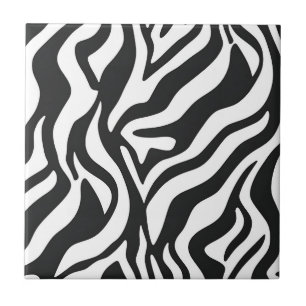 Bold Black White Zebra Stripe Wild Animal Pattern Tile
