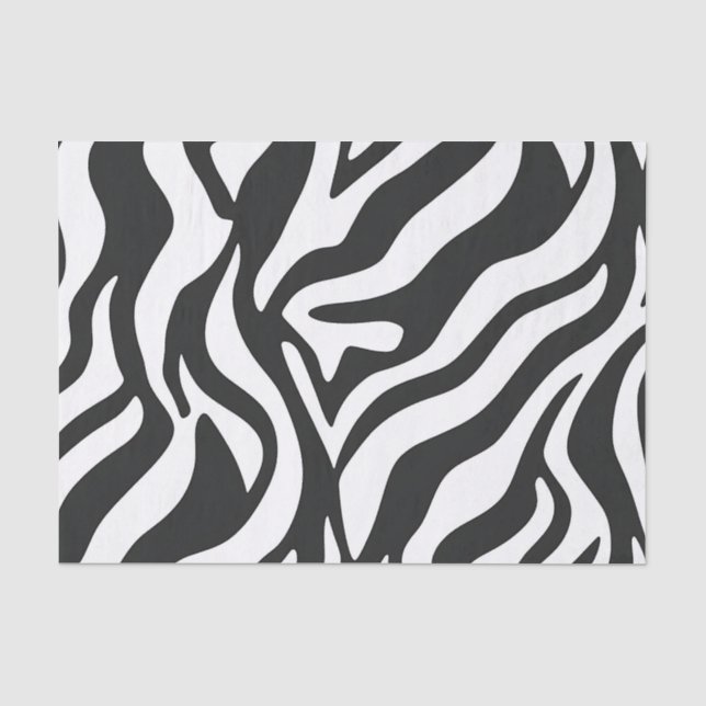 Bold Black White Zebra Stripe Wild Animal Pattern Tissue Paper (Front)