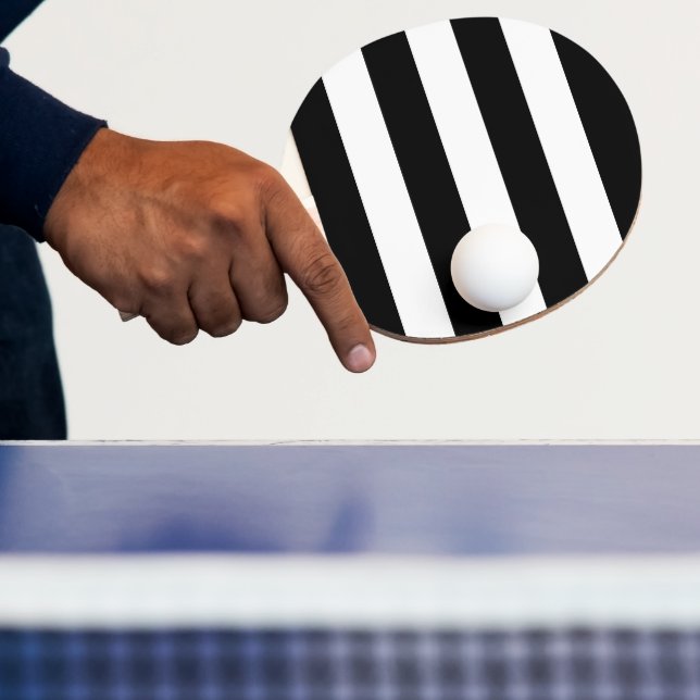 Bold Black with Classic White Stripe Ping Pong Paddle (Insitu)