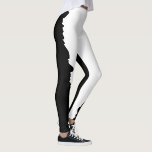 Bold Black with Classic White Unique Stylish Leggings