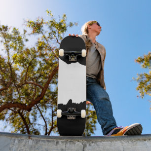 Bold Black with Classic White Unique Stylish Skateboard
