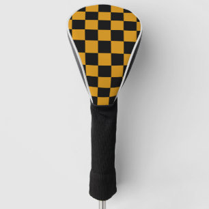 Bold Black & Yellow Checkered Pattern Golf Head Cover