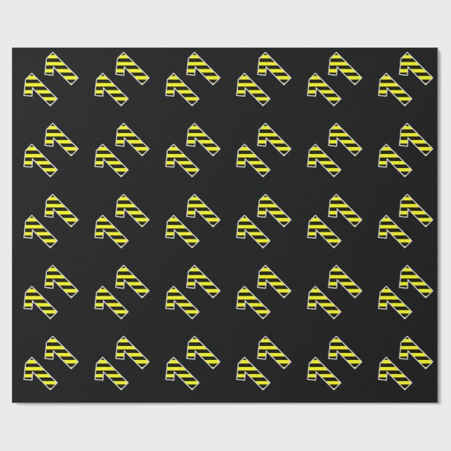 Bold, Black & Yellow Stripes 11 Event # (Birthday) Wrapping Paper (Flat)